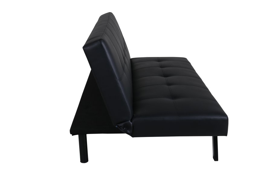 VENTURE DESIGN Bodil sovesofa - svart PU og sort stl (180x60)