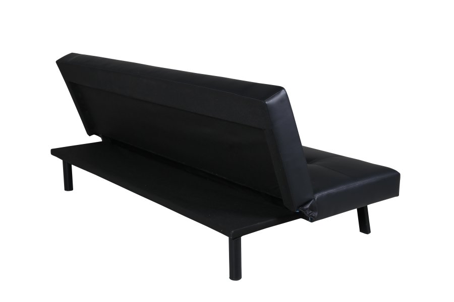VENTURE DESIGN Bodil sovesofa - svart PU og sort stl (180x60)