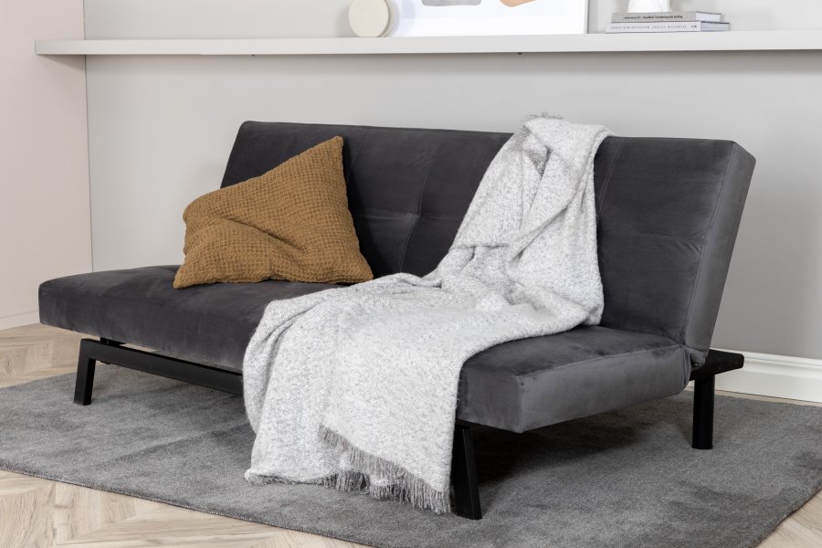 VENTURE DESIGN Bodil sovesofa - mrkegr flyel og sort stl (180x91,50)