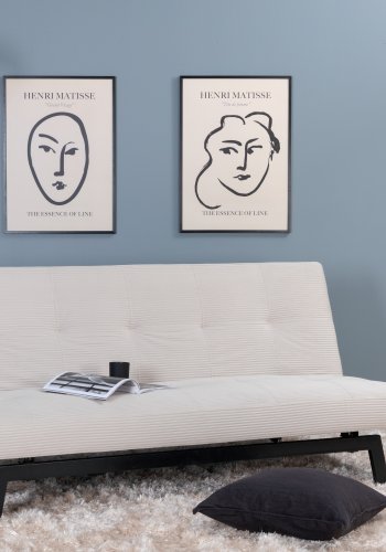 VENTURE DESIGN Bodil sovesofa - beige flyel og svart stl (180x60)