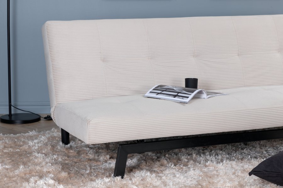 VENTURE DESIGN Bodil sovesofa - beige flyel og svart stl (180x60)