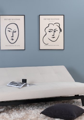 VENTURE DESIGN Bodil sovesofa - beige flyel og svart stl (180x60)