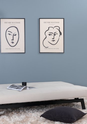 VENTURE DESIGN Bodil sovesofa - beige flyel og svart stl (180x60)