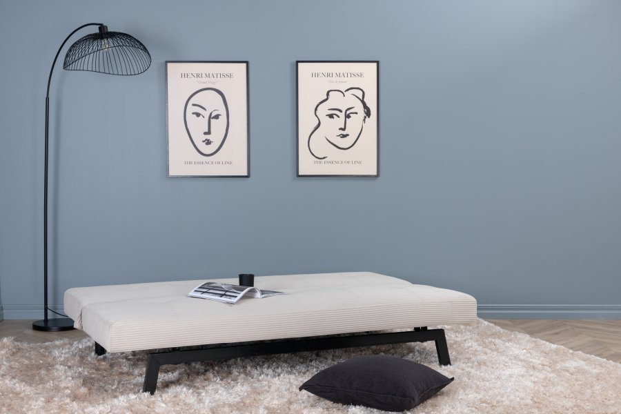 VENTURE DESIGN Bodil sovesofa - beige flyel og svart stl (180x60)