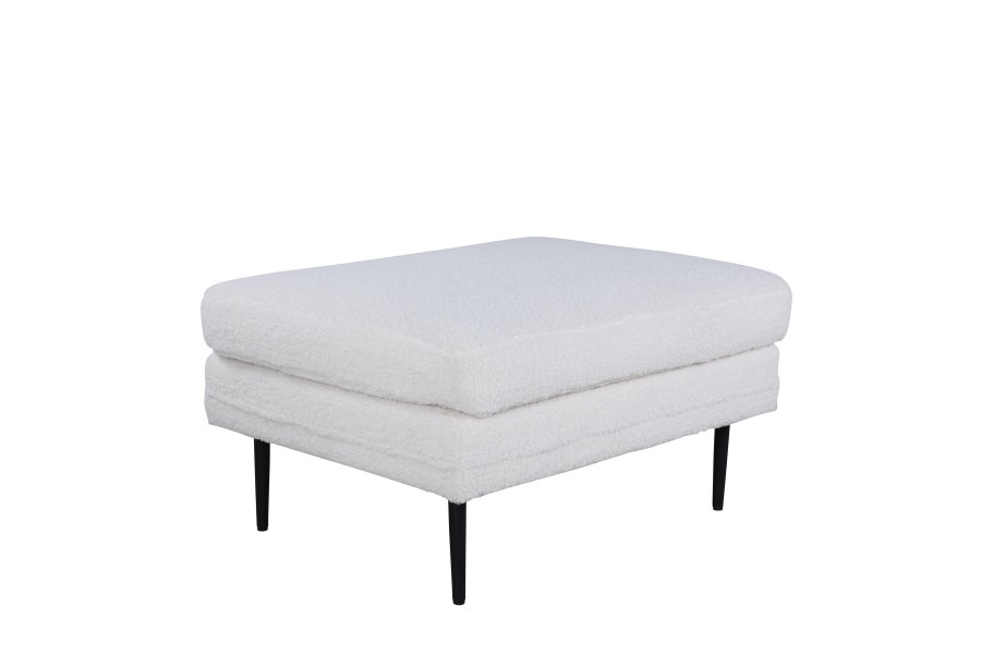 VENTURE DESIGN Bompuff, rektangulr - hvit teddystoff og svart stl (85x64)