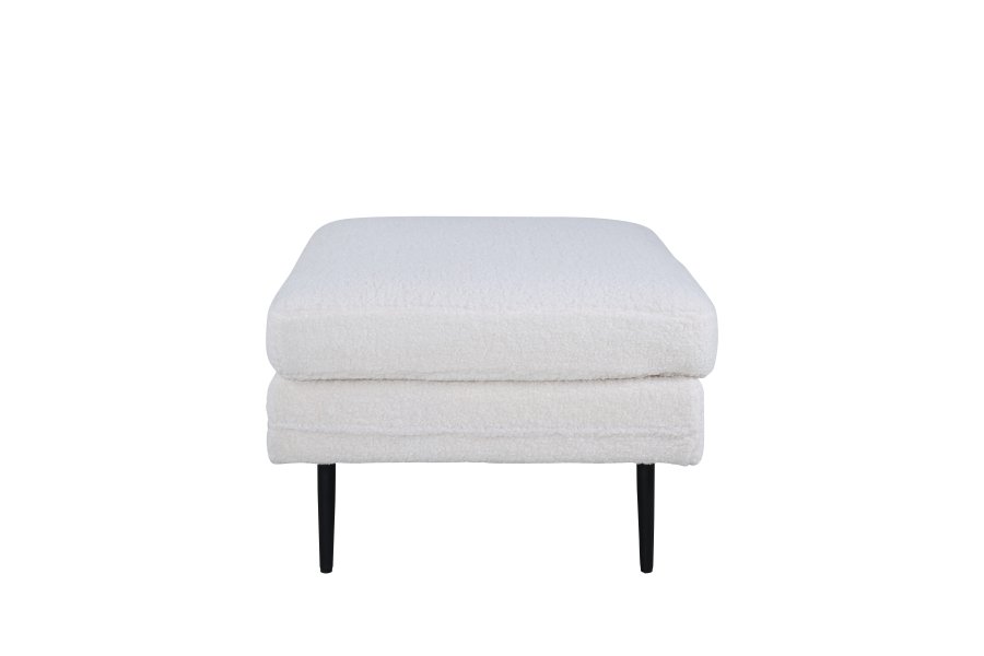 VENTURE DESIGN Bompuff, rektangulr - hvit teddystoff og svart stl (85x64)