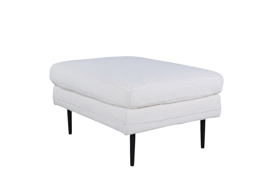 VENTURE DESIGN Bompuff, rektangulr - hvit teddystoff og svart stl (85x64)