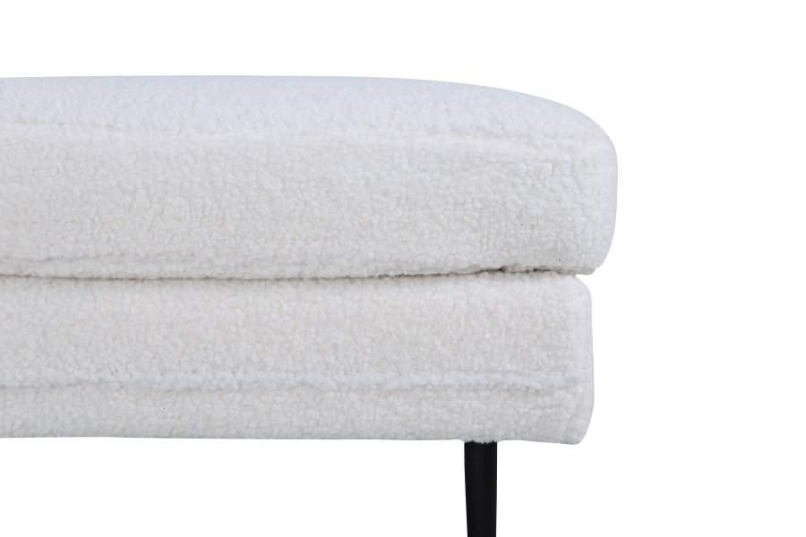 VENTURE DESIGN Bompuff, rektangulr - hvit teddystoff og svart stl (85x64)