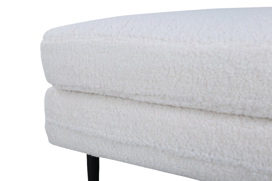 VENTURE DESIGN Bompuff, rektangulr - hvit teddystoff og svart stl (85x64)