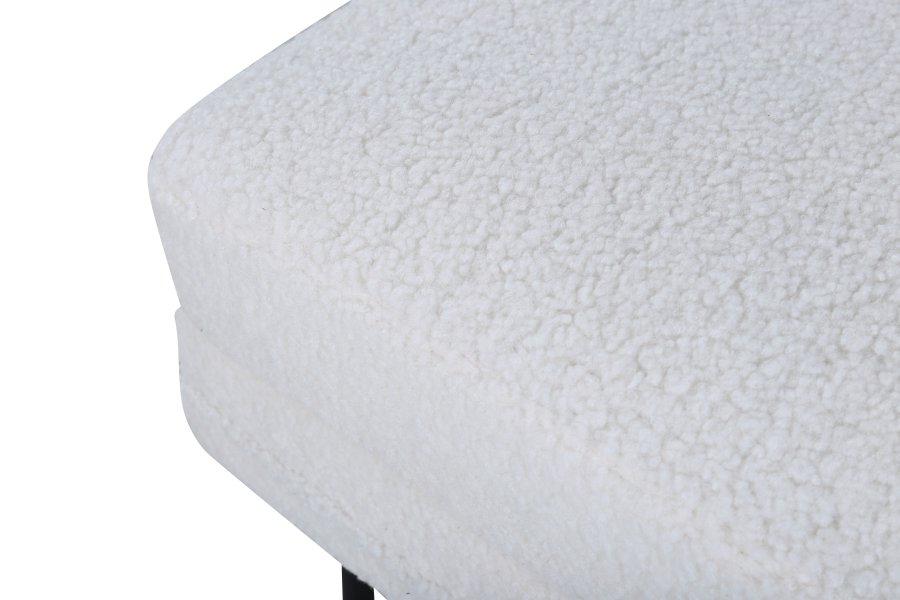 VENTURE DESIGN Bompuff, rektangulr - hvit teddystoff og svart stl (85x64)