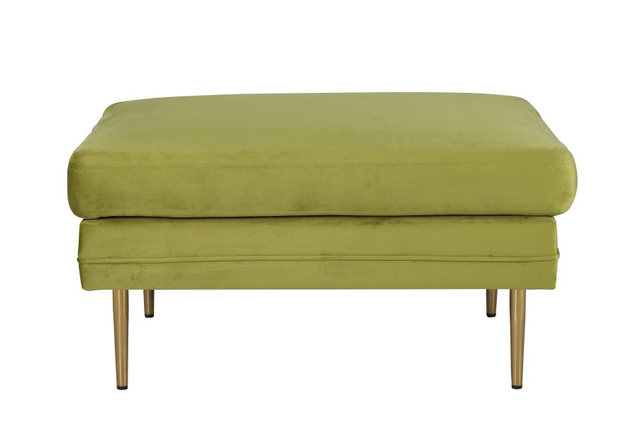 VENTURE DESIGN Bompuff, rektangulr - grnn flyel og messingstl (90x70)