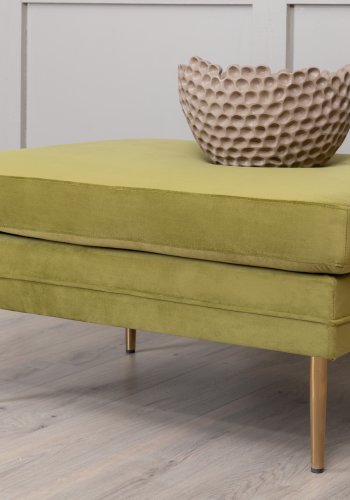 VENTURE DESIGN Bompuff, rektangulr - grnn flyel og messingstl (90x70)