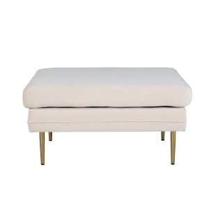 VENTURE DESIGN Boom puf, rektangulr - lys beige fljl og messing stl (90x70)