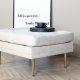 VENTURE DESIGN Bompuff, rektangulr - lys beige flyel og messingstl (90x70)