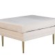 VENTURE DESIGN Bompuff, rektangulr - lys beige flyel og messingstl (90x70)