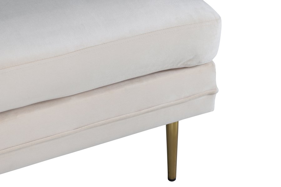 VENTURE DESIGN Bompuff, rektangulr - lys beige flyel og messingstl (90x70)