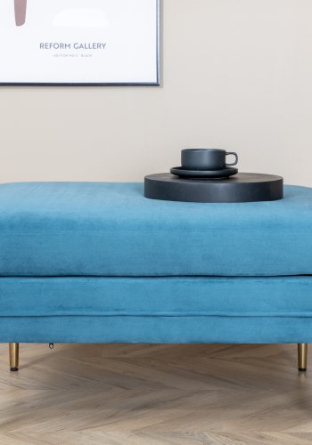 VENTURE DESIGN Bompuff, rektangulr - bl flyel og messingstl (90x70)