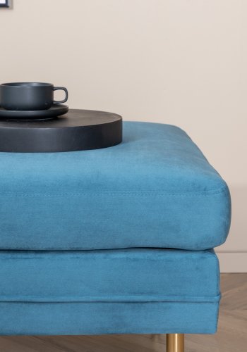 VENTURE DESIGN Bompuff, rektangulr - bl flyel og messingstl (90x70)