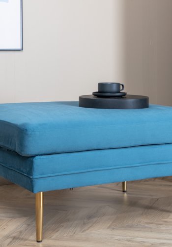 VENTURE DESIGN Bompuff, rektangulr - bl flyel og messingstl (90x70)