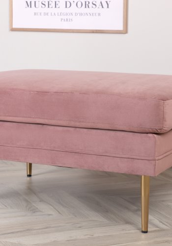 VENTURE DESIGN Boom Pouf, rechteckig – rosa Samt und Messingstahl (90x70)