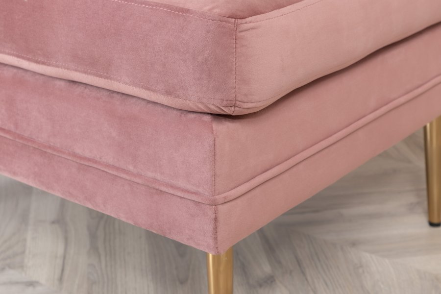 VENTURE DESIGN Boom Pouf, rechteckig – rosa Samt und Messingstahl (90x70)