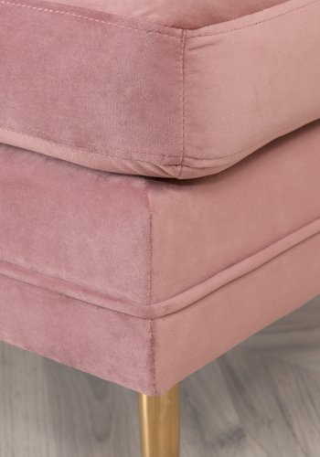 VENTURE DESIGN Boom Pouf, rechteckig – rosa Samt und Messingstahl (90x70)