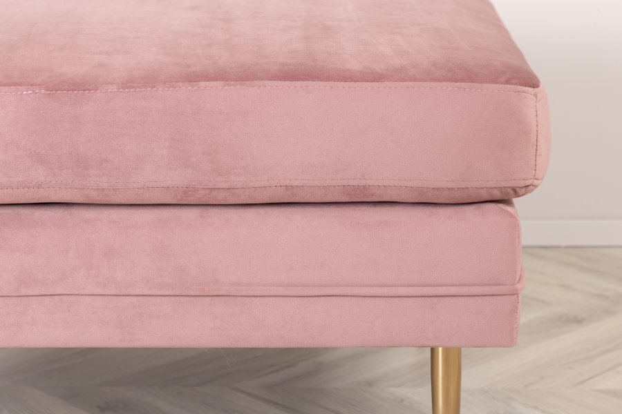 VENTURE DESIGN Boom Pouf, rechteckig – rosa Samt und Messingstahl (90x70)