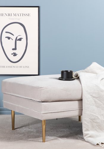 VENTURE DESIGN Boom Pouf, rechteckig – hellbeiger Samt und Messingstahl (90x70)