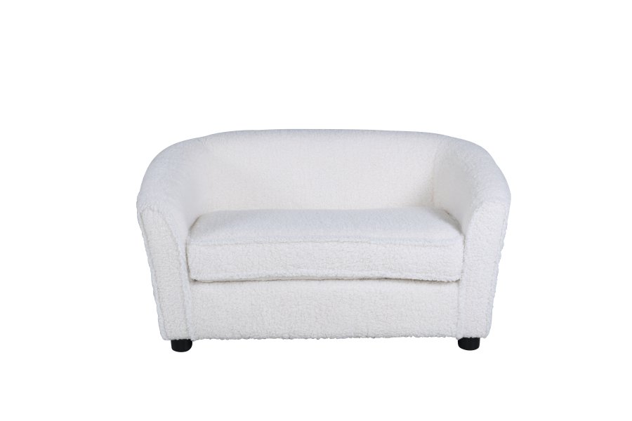 VENTURE DESIGN Mna barnesofa - hvit teddystoff polyester og sort plast