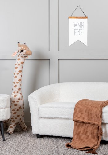 VENTURE DESIGN Mna barnesofa - hvit teddystoff polyester og sort plast