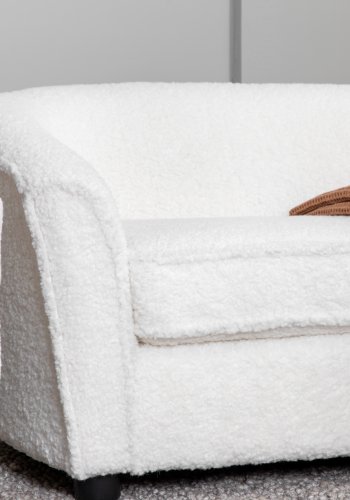 VENTURE DESIGN Mna barnesofa - hvit teddystoff polyester og sort plast