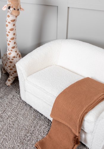 VENTURE DESIGN Mna barnesofa - hvit teddystoff polyester og sort plast