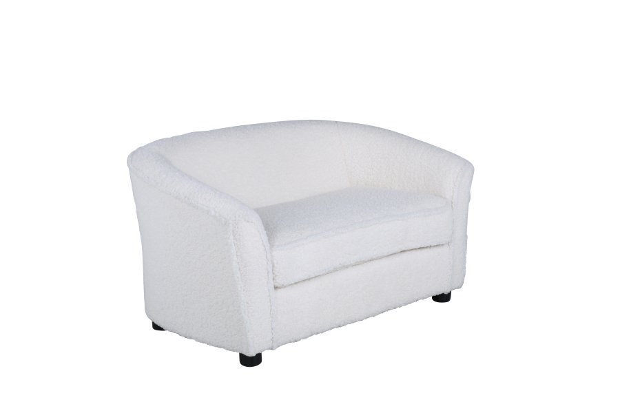 VENTURE DESIGN Mna barnesofa - hvit teddystoff polyester og sort plast