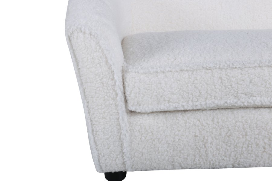VENTURE DESIGN Mna barnesofa - hvit teddystoff polyester og sort plast