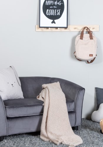 VENTURE DESIGN Mna barnesofa - mrkegr flyel og sort plast