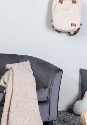 VENTURE DESIGN Mna barnesofa - mrkegr flyel og sort plast