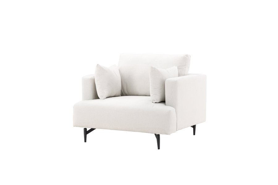 VENTURE DESIGN Sofia lenestol, m. armlener - beige polyester og sort stl