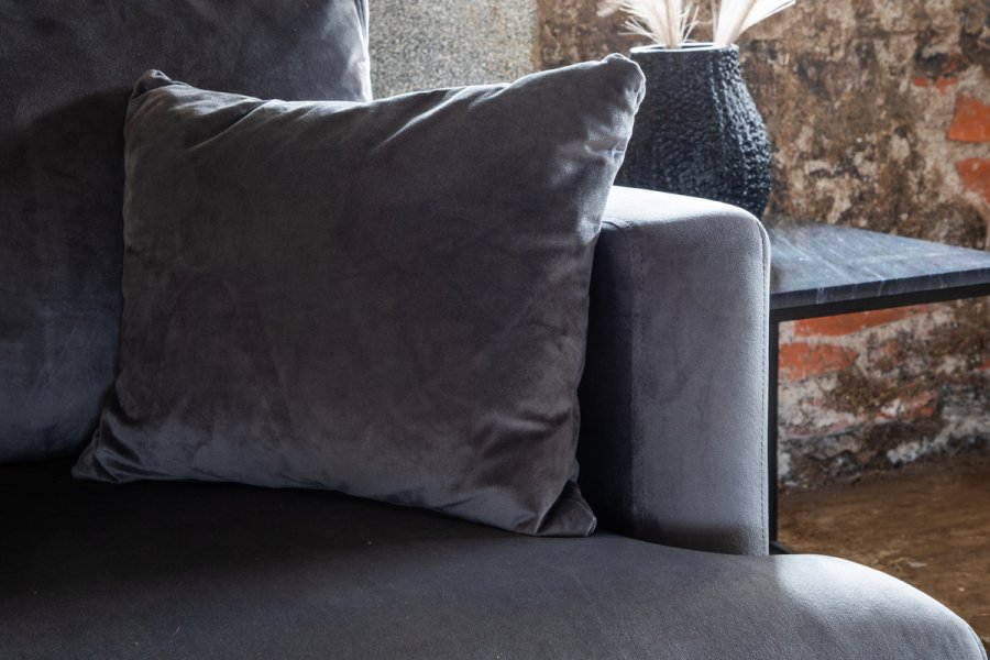 VENTURE DESIGN Sofia lenestol - mrkegr flyel og sort stl