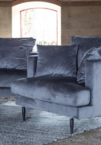 VENTURE DESIGN Sofia lenestol - mrkegr flyel og sort stl