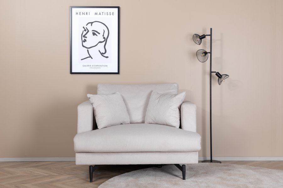 VENTURE DESIGN Sofia lenestol - beige flyel og sort stl