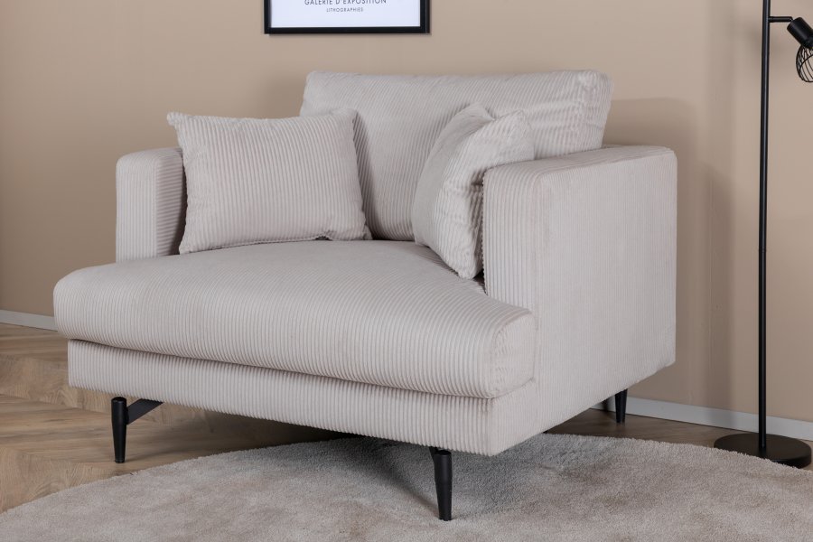 VENTURE DESIGN Sofia lenestol - beige flyel og sort stl