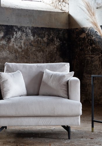 VENTURE DESIGN Sofia lenestol - beige flyel og sort stl