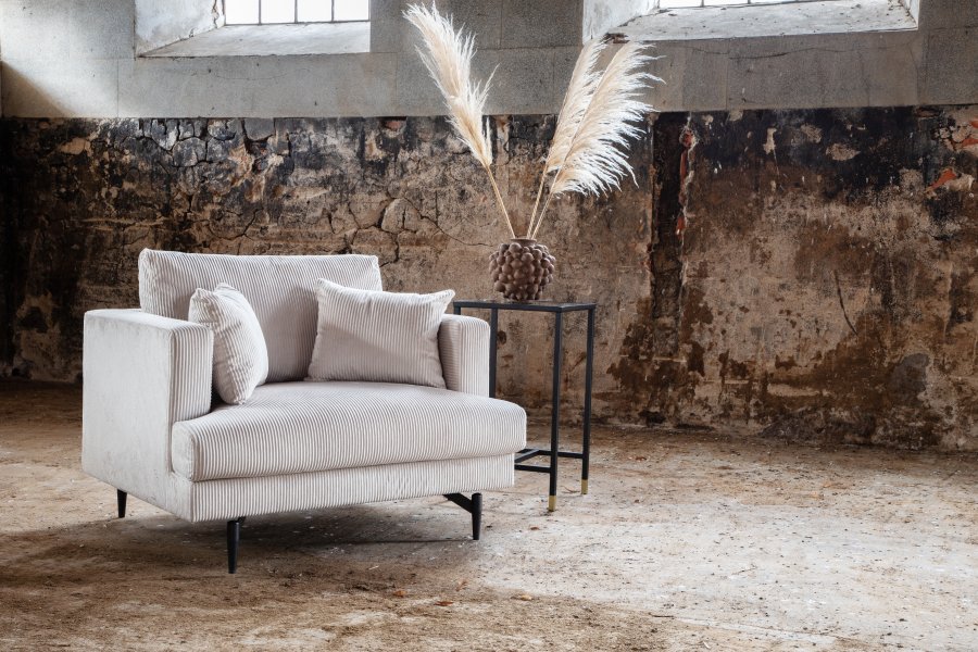 VENTURE DESIGN Sofia lenestol - beige flyel og sort stl