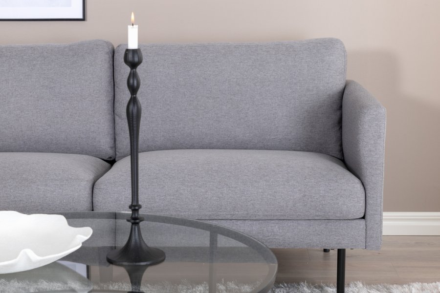 VENTURE DESIGN Zoom 2-manns sofa - gr polyester og sort stl