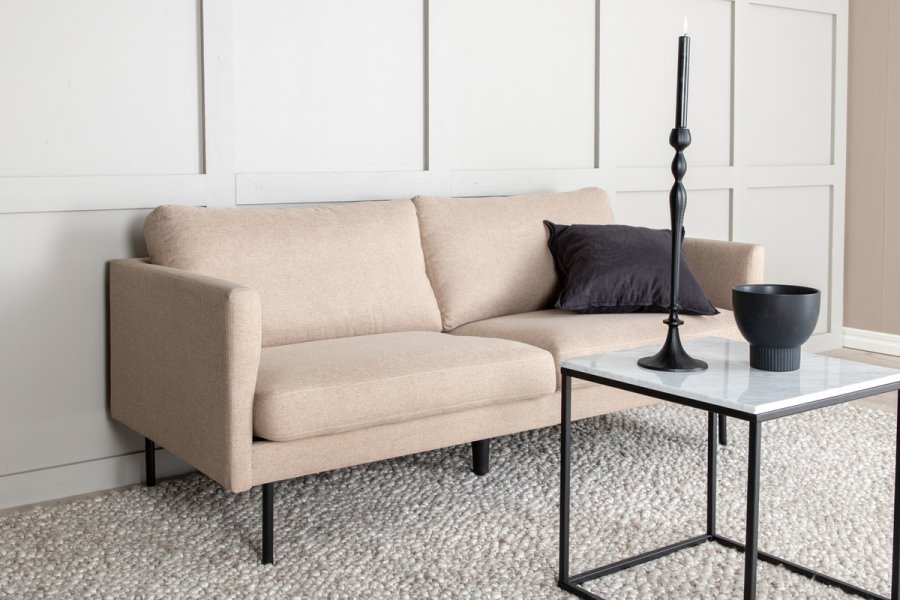 VENTURE DESIGN Zoom 2-seters sofa - brun polyester og sort stl