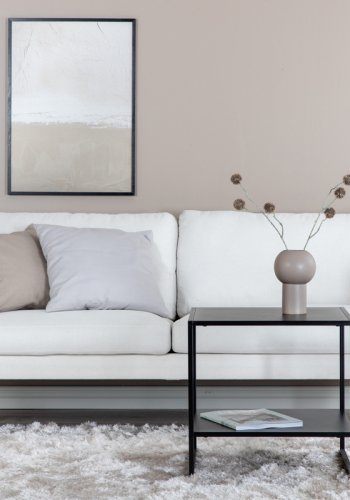 VENTURE DESIGN Zoom 2-manns sofa - beige polyester og sort stl