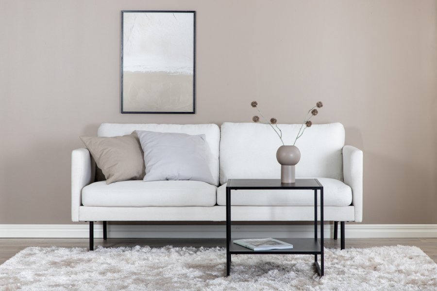 VENTURE DESIGN Zoom 2-manns sofa - beige polyester og sort stl