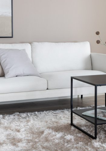 VENTURE DESIGN Zoom 2-manns sofa - beige polyester og sort stl