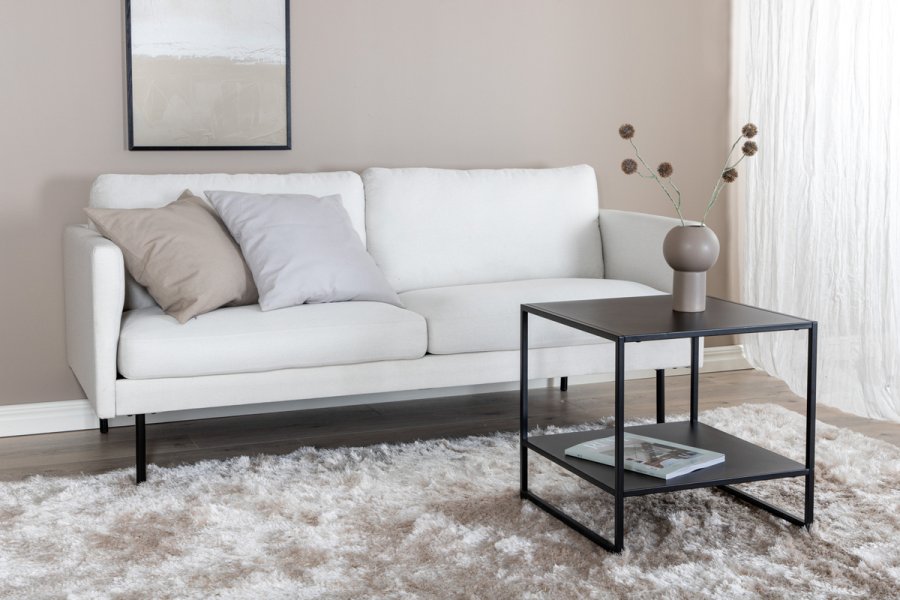 VENTURE DESIGN Zoom 2-manns sofa - beige polyester og sort stl