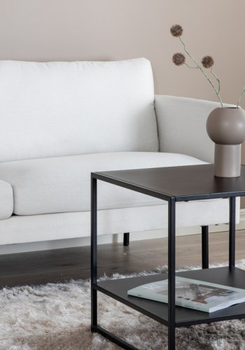 VENTURE DESIGN Zoom 2-manns sofa - beige polyester og sort stl